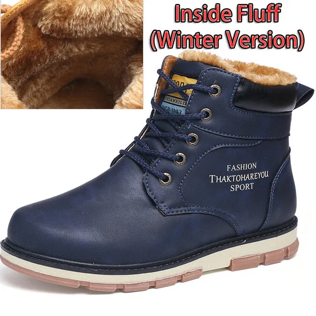Keep Warm Men Winter Boots High Quality pu Leather Wear Resisting Casual Shoes Working Fashion Men Boots