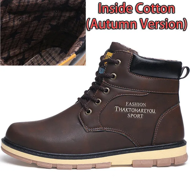 Keep Warm Men Winter Boots High Quality pu Leather Wear Resisting Casual Shoes Working Fashion Men Boots
