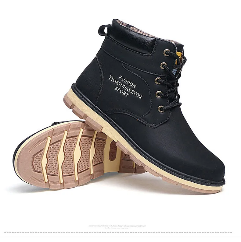 Keep Warm Men Winter Boots High Quality pu Leather Wear Resisting Casual Shoes Working Fashion Men Boots
