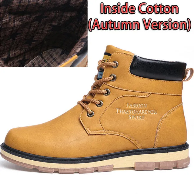 Keep Warm Men Winter Boots High Quality pu Leather Wear Resisting Casual Shoes Working Fashion Men Boots