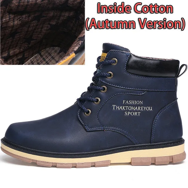 Keep Warm Men Winter Boots High Quality pu Leather Wear Resisting Casual Shoes Working Fashion Men Boots
