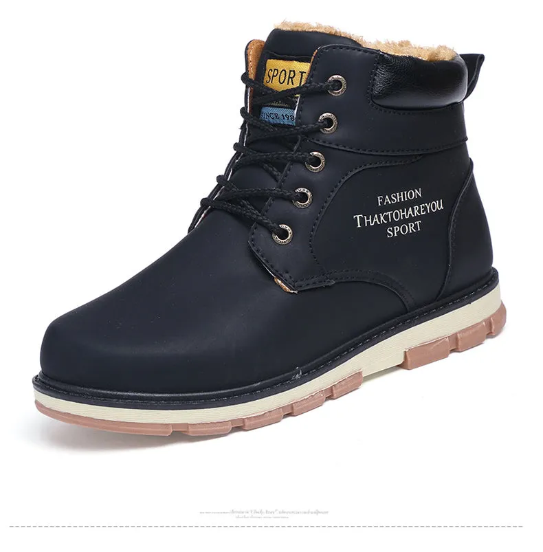 Keep Warm Men Winter Boots High Quality pu Leather Wear Resisting Casual Shoes Working Fashion Men Boots