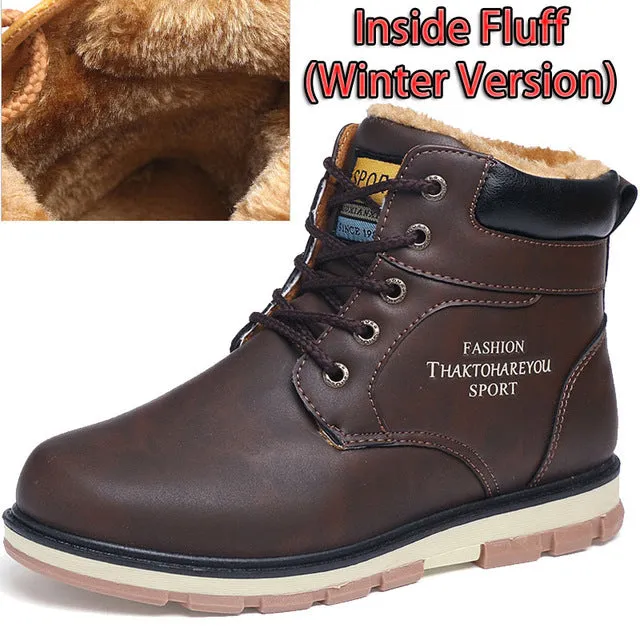 Keep Warm Men Winter Boots High Quality pu Leather Wear Resisting Casual Shoes Working Fashion Men Boots