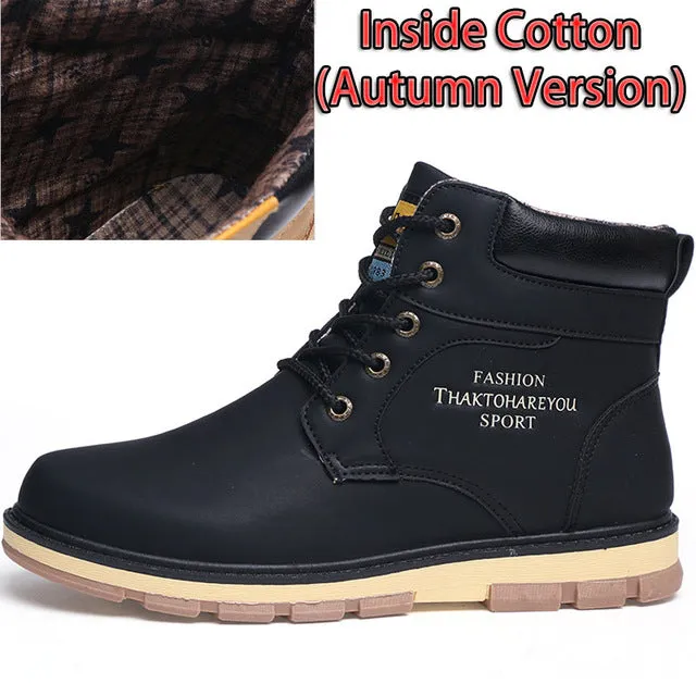 Keep Warm Men Winter Boots High Quality pu Leather Wear Resisting Casual Shoes Working Fashion Men Boots