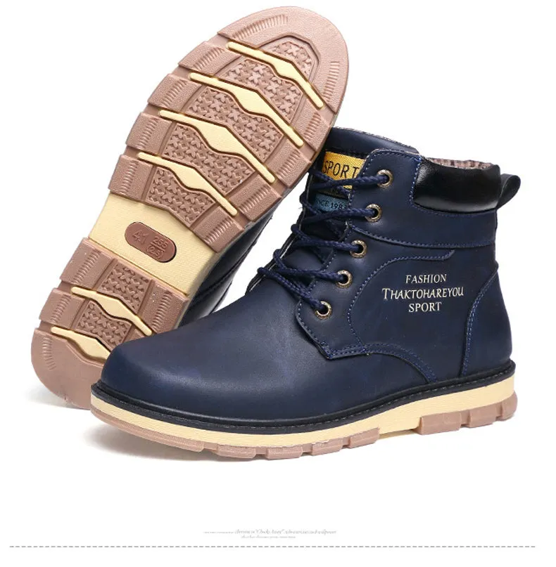 Keep Warm Men Winter Boots High Quality pu Leather Wear Resisting Casual Shoes Working Fashion Men Boots