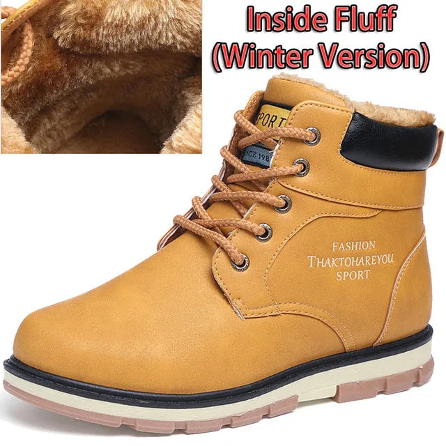 Keep Warm Men Winter Boots High Quality pu Leather Wear Resisting Casual Shoes Working Fashion Men Boots