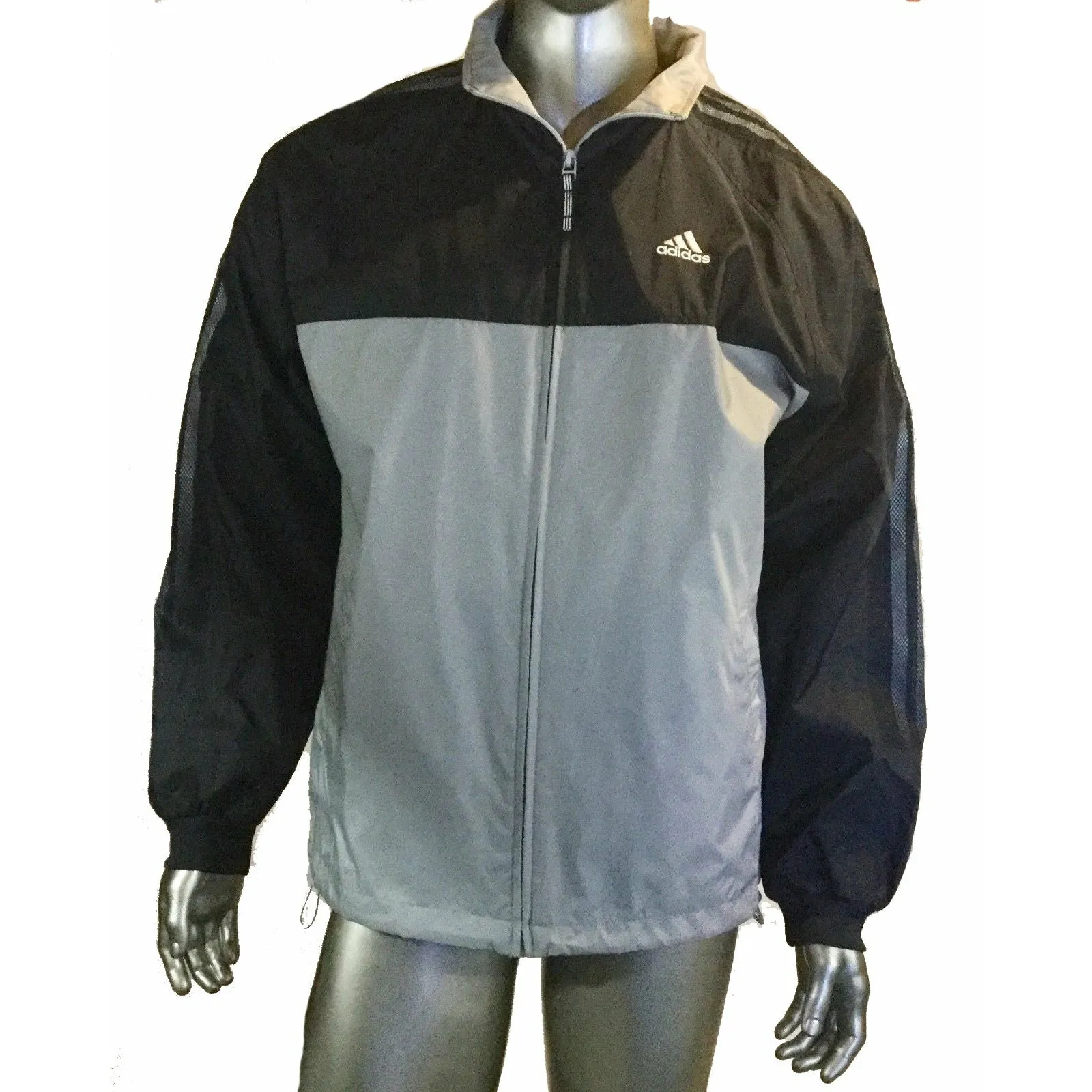 LARGE adidas Originals Men's 3 STRIPED mesh Windbreaker Jacket, Large