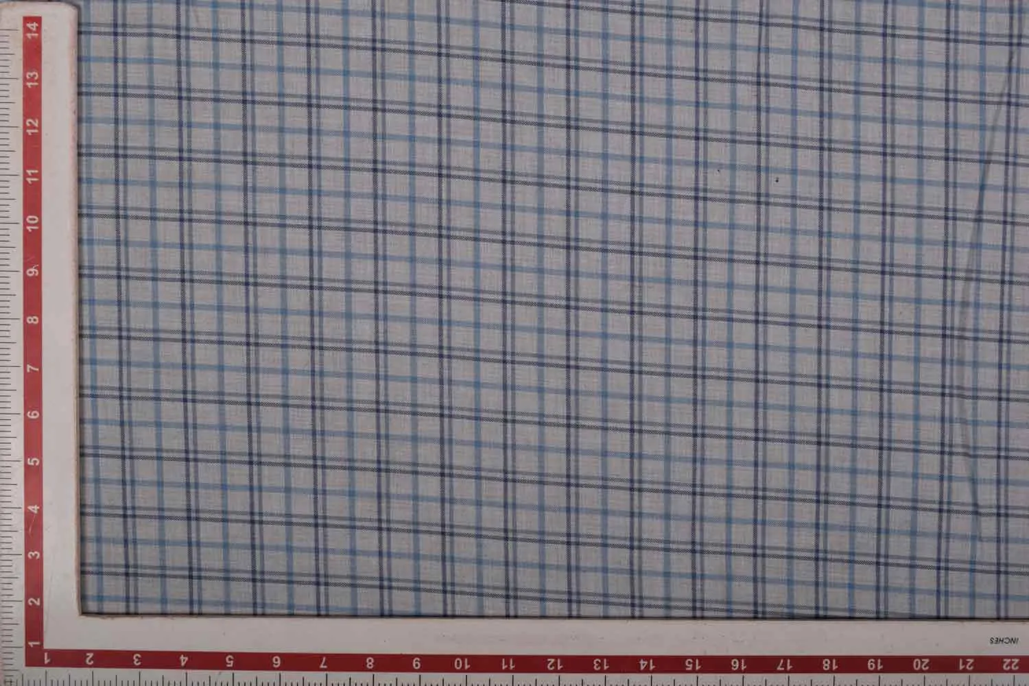 Light Gray & Blue Checks Brushed Cotton Fabric