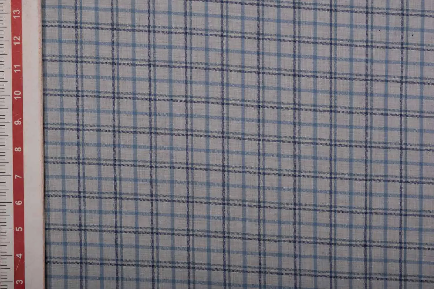 Light Gray & Blue Checks Brushed Cotton Fabric