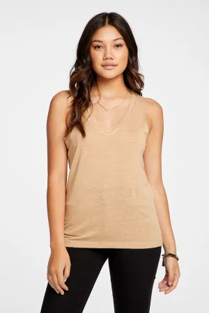Linen Jersey V Neck Muscle Tank