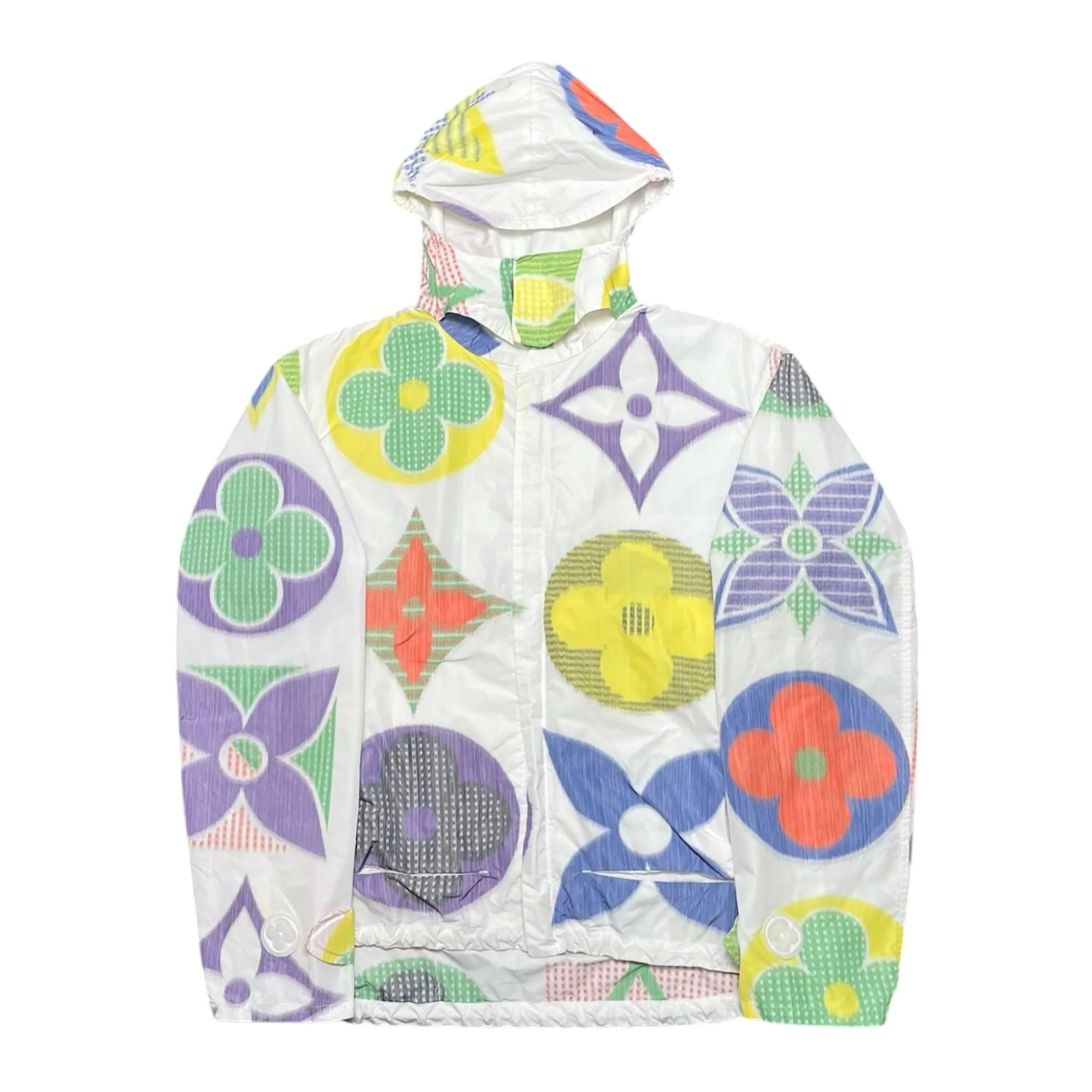 Louis Vuitton Flower Monogram Windbreaker Jacket White Multicolor Pre-Owned