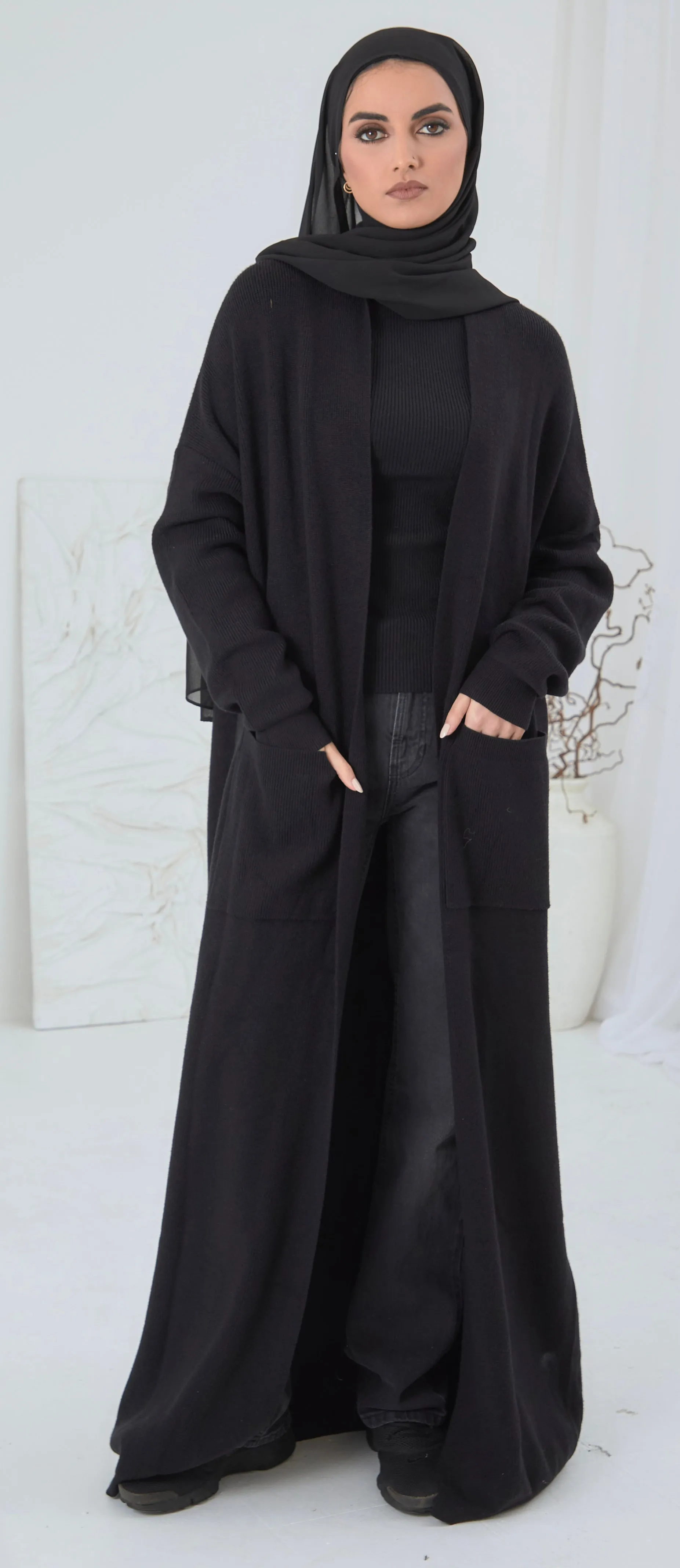 Maxi Modest Cardigan - Black