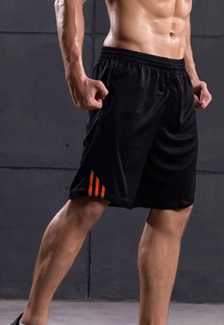 Men Black Polyester Regular Fit Sports Shorts