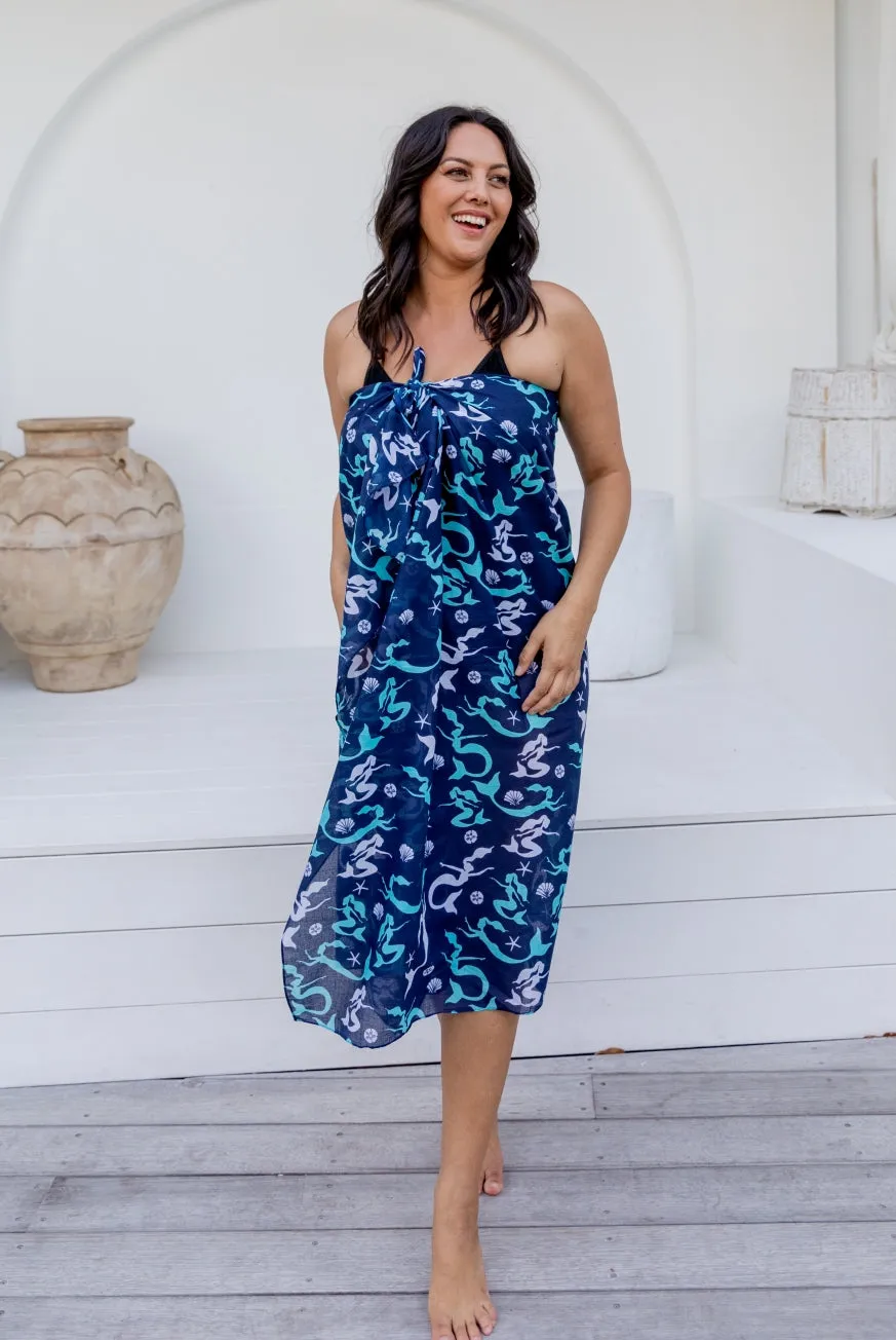 Mermaid Printed Cotton Sarong Pareo