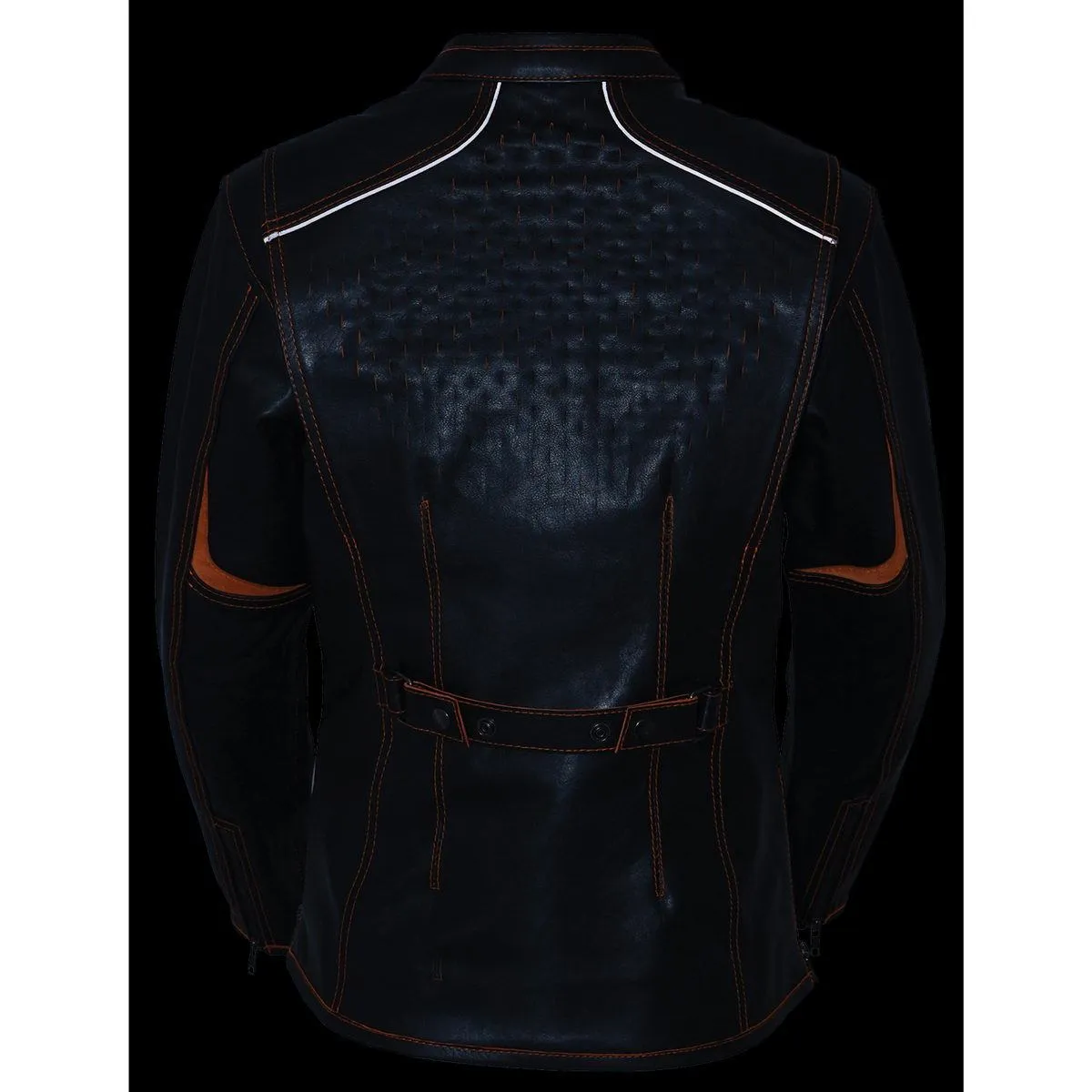 Milwaukee Leather MLL2502 Women's 'Laser Cut' Distressed Black and Grey Scuba Style Racer Jacket