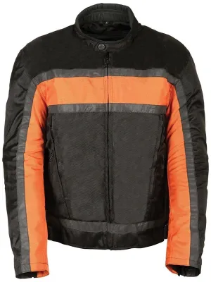 Milwaukee Leather SH2095 Men's Reflective Striping Black/Orange Textile Jacket