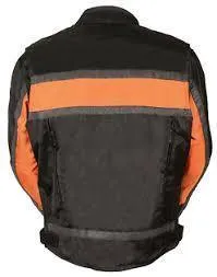 Milwaukee Leather SH2095 Men's Reflective Striping Black/Orange Textile Jacket