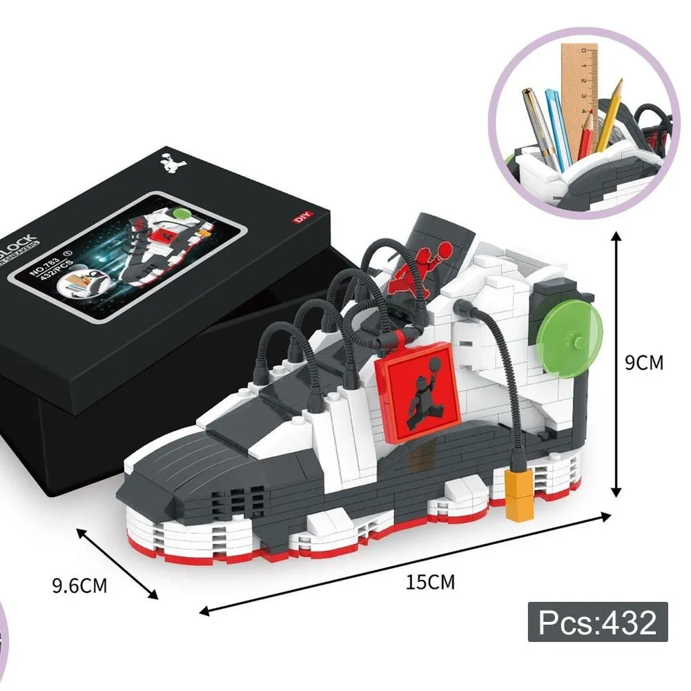 MOC NON  Sport Basketball Shoes Building Blocks Sneakers Models Pen Container DIY Mini Bricks Pencil-Box toys  Boy Stationery