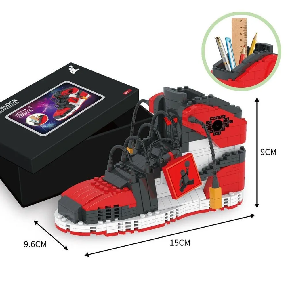 MOC NON  Sport Basketball Shoes Building Blocks Sneakers Models Pen Container DIY Mini Bricks Pencil-Box toys  Boy Stationery