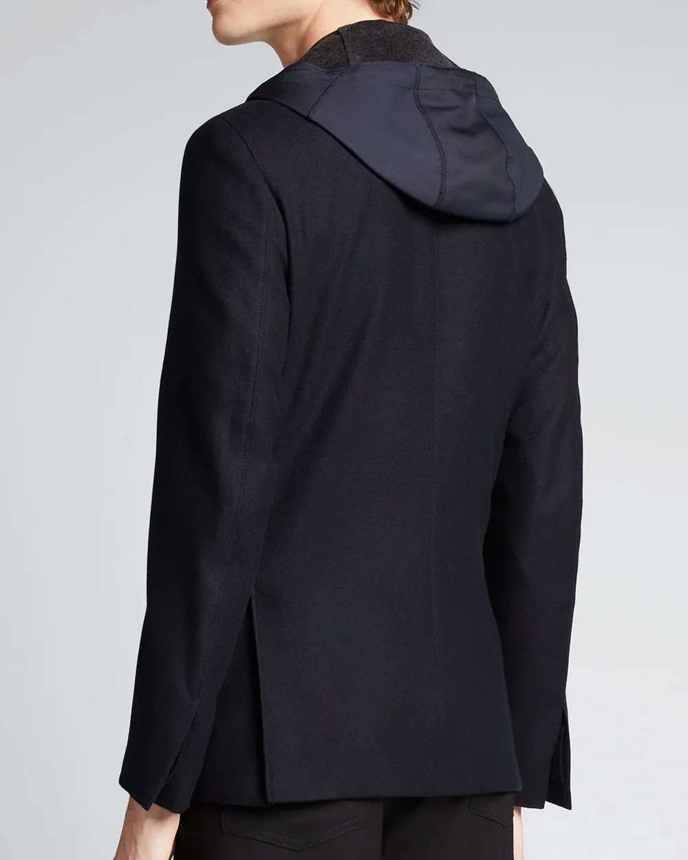 Navy Cashmere Sportcoat with Detachable Hooded Bib