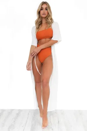 Neon Orange High Waisted Cheeky Bandeau Bikini