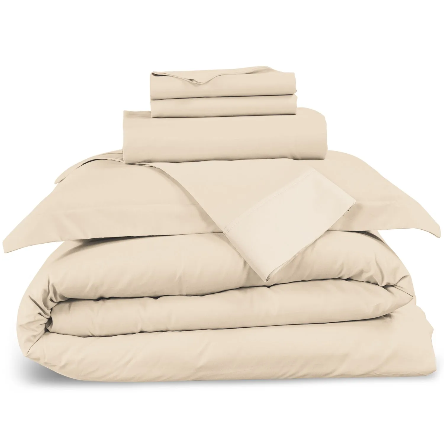 Nestl Bedding Duvet Cover 6-Piece Set - 1000 Thread Count Sheets - Tri Blend Cotton Duvet Cover with Zipper, Deep Pocket Fitted Sheet, 2 Cooling Pillow Cases, 2 Pillow Shams