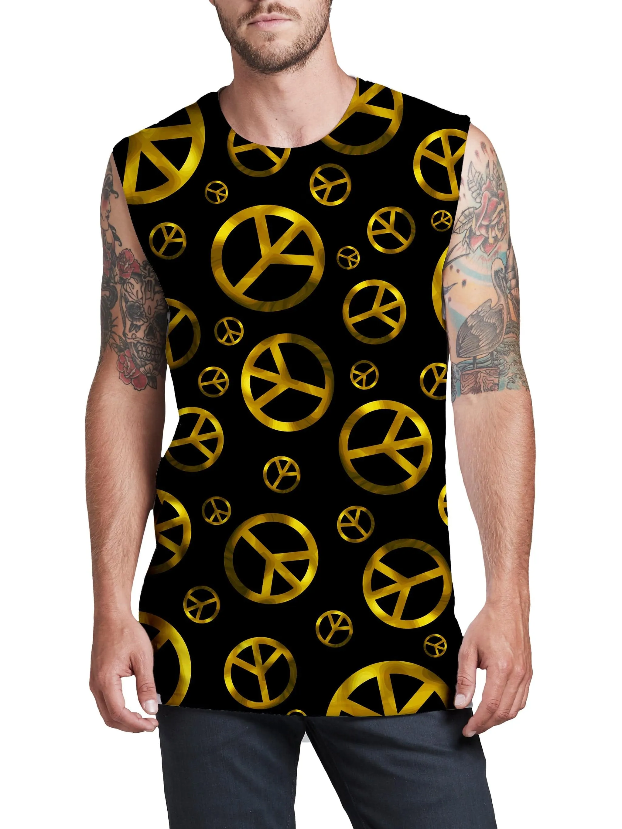 Peace Sign Gold Men's Muscle Tank