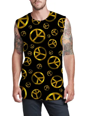 Peace Sign Gold Men's Muscle Tank