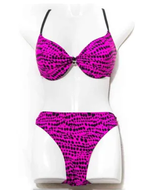 Pink Polka Dotted Single Padded Bikini Set - Designer Bikini Set