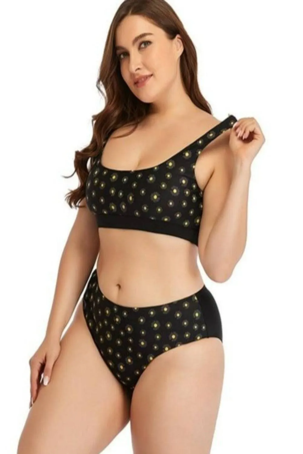 Polka Dot High Waisted Two-Piece Plus Size Bikini Swimsuit