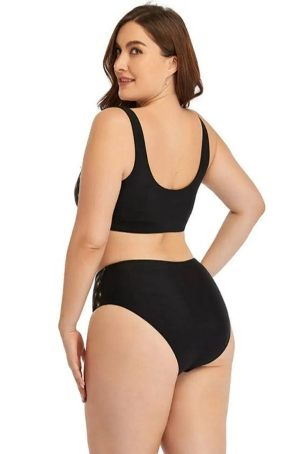 Polka Dot High Waisted Two-Piece Plus Size Bikini Swimsuit