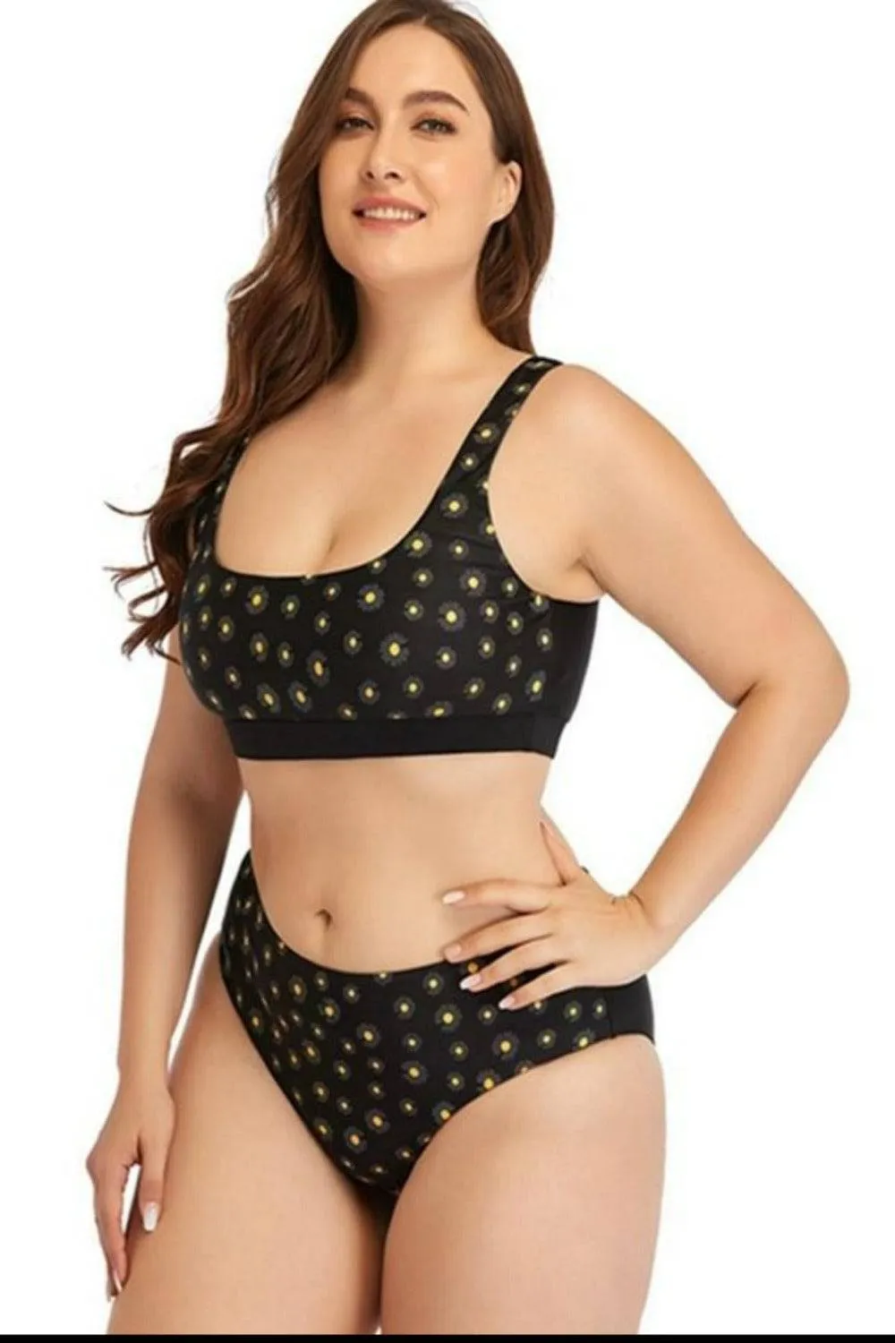 Polka Dot High Waisted Two-Piece Plus Size Bikini Swimsuit