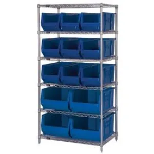 Quantum WR6-953954 Wire Shelving System with 6 Shelves, 24" x 36" x 74"