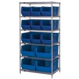Quantum WR6-953954 Wire Shelving System with 6 Shelves, 24" x 36" x 74"