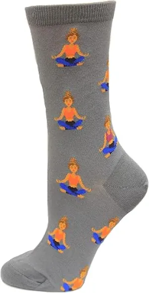 "Meditation" Cotton Dress Crew Socks by Hot Sox - Medium