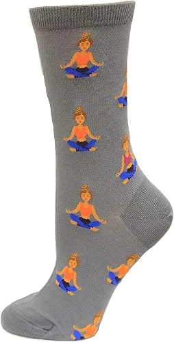 "Meditation" Cotton Dress Crew Socks by Hot Sox - Medium