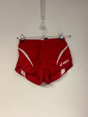 Red mini gym shorts, Asics, Size 8 (Polyester)