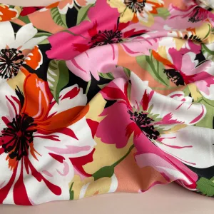 REMNANT 2.33 Metres - Joyful Blooms Pink Viscose Twill Fabric