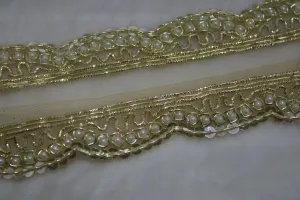 Scalloped Golden Zari Handwork Trim (Wholesale)