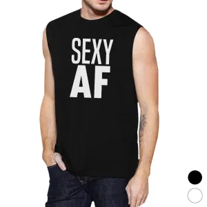 Sexy AF Mens Funny Workout Cotton Gym Muscle Shirt Graphic Tanks