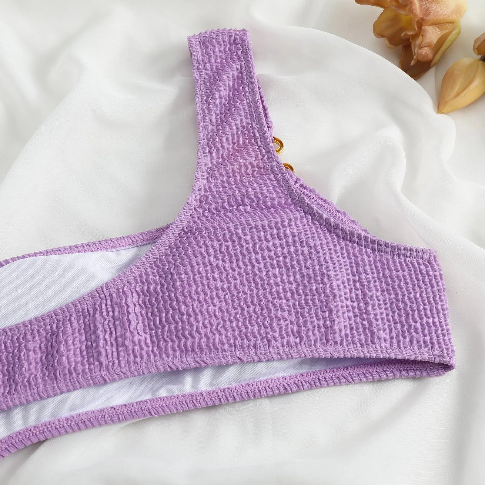 Shell Decoration One Shoulder Bikini Sets