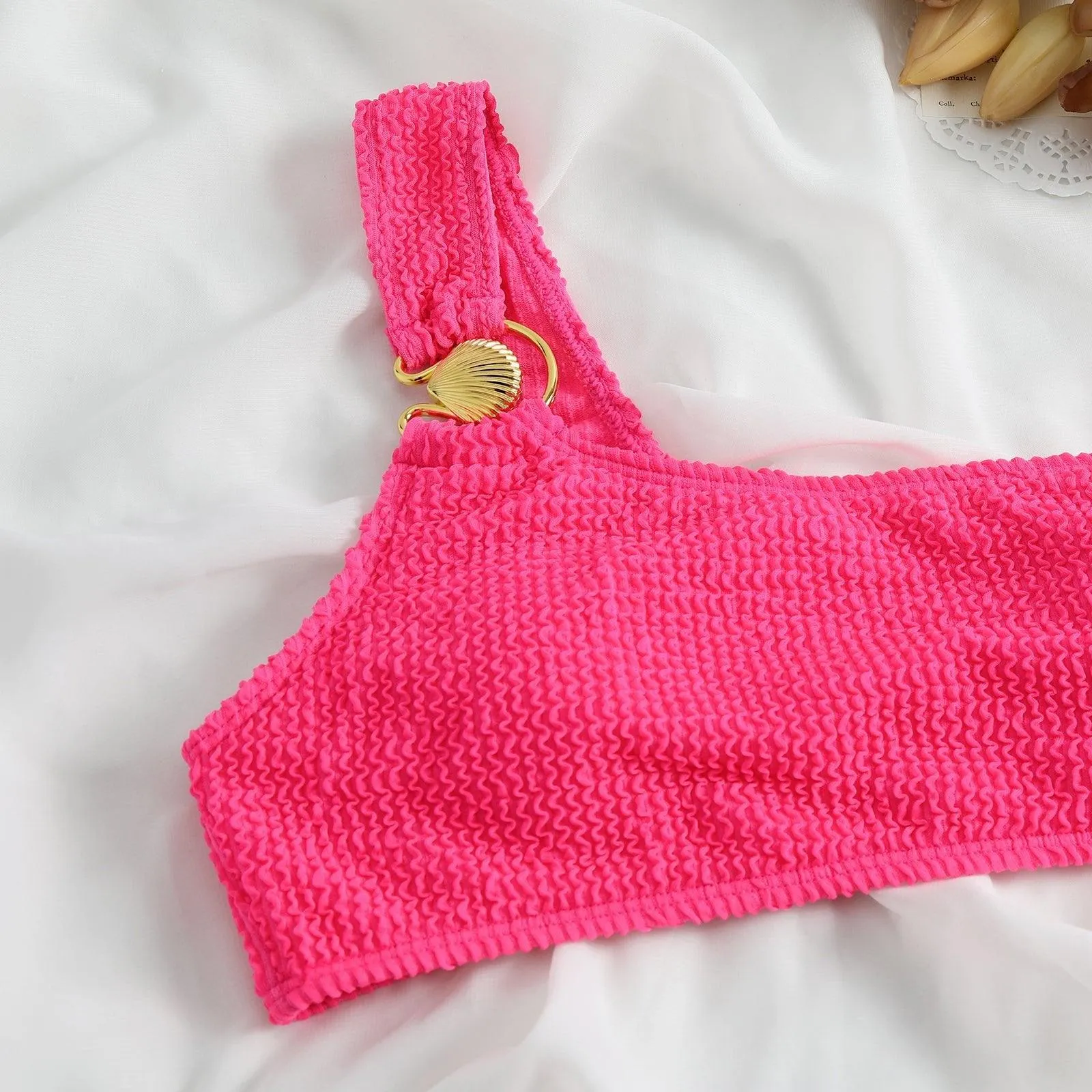 Shell Decoration One Shoulder Bikini Sets