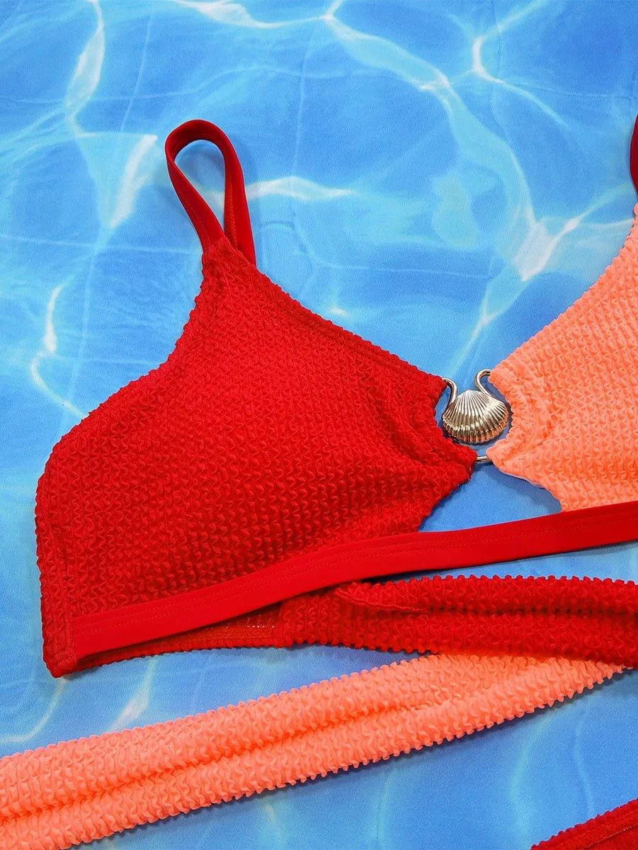 Shell Decoration Shoulder Bikini Sets