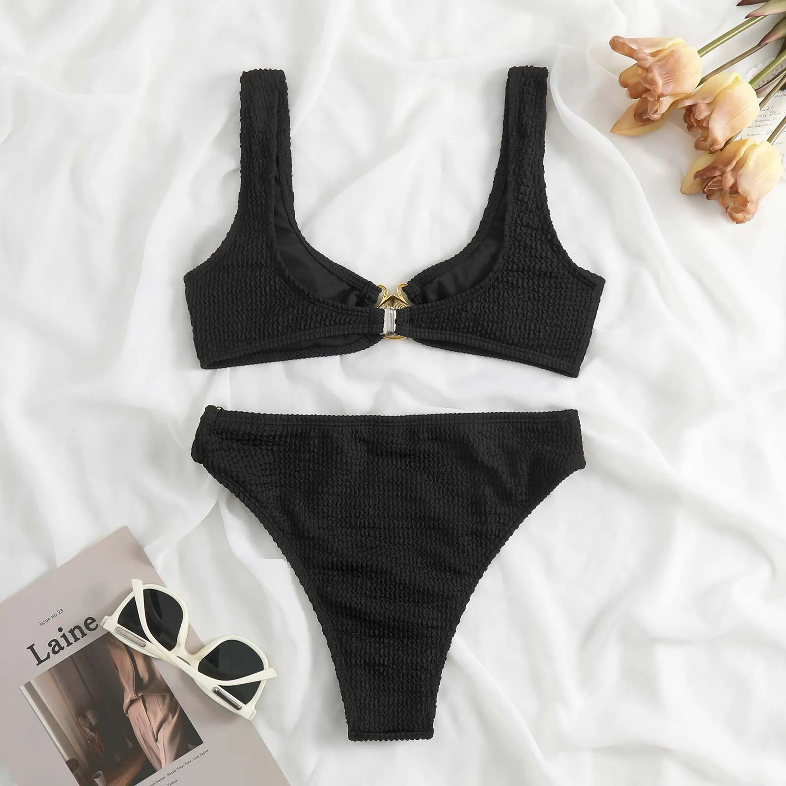 Shell Decoration Shoulder Bikini Sets
