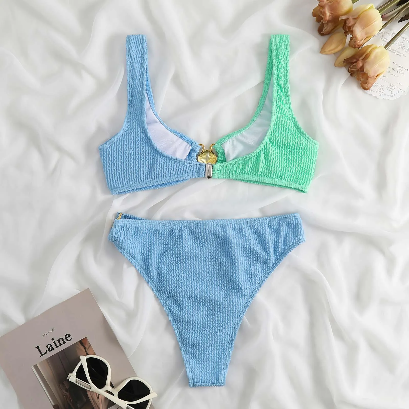Shell Decoration Shoulder Bikini Sets