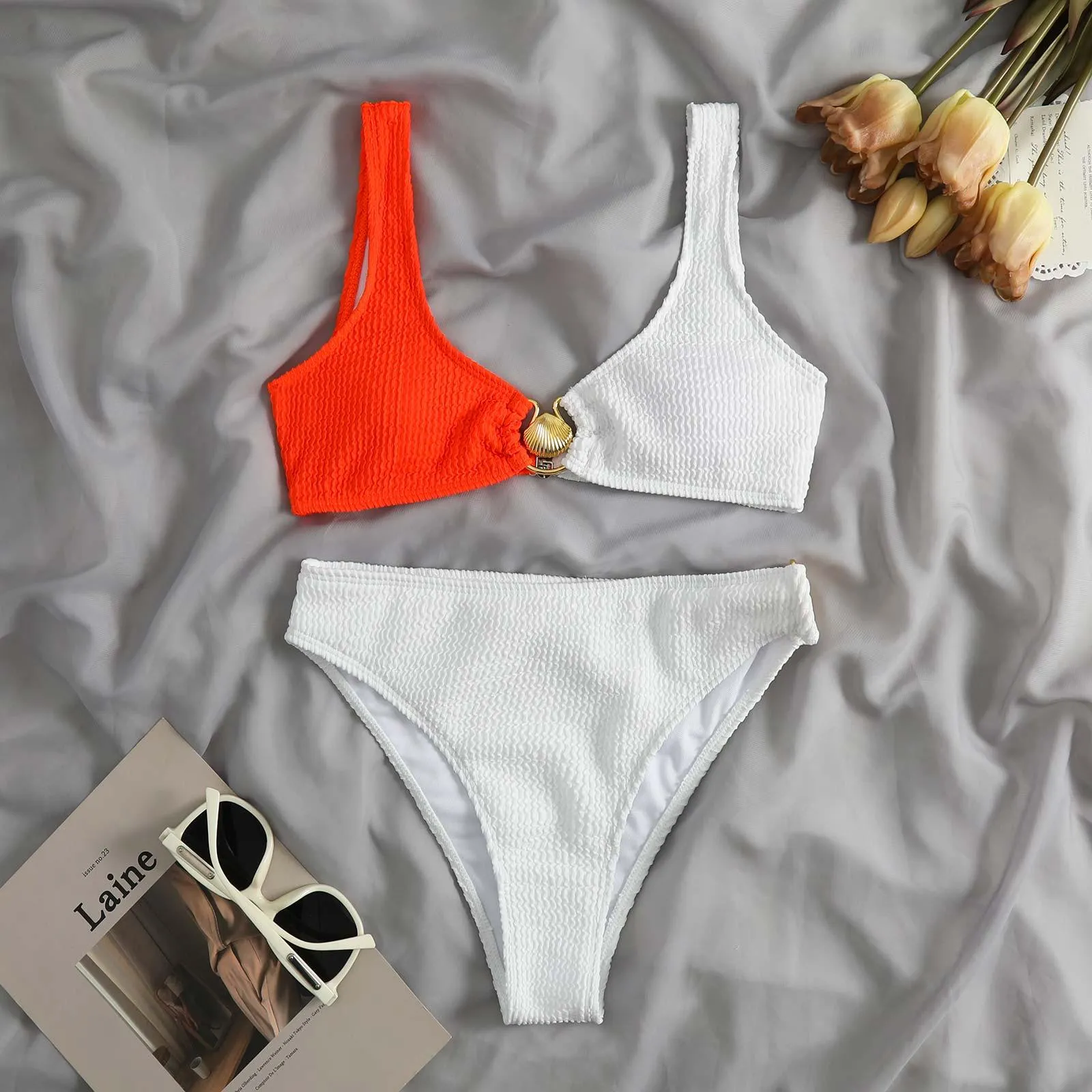 Shell Decoration Shoulder Bikini Sets