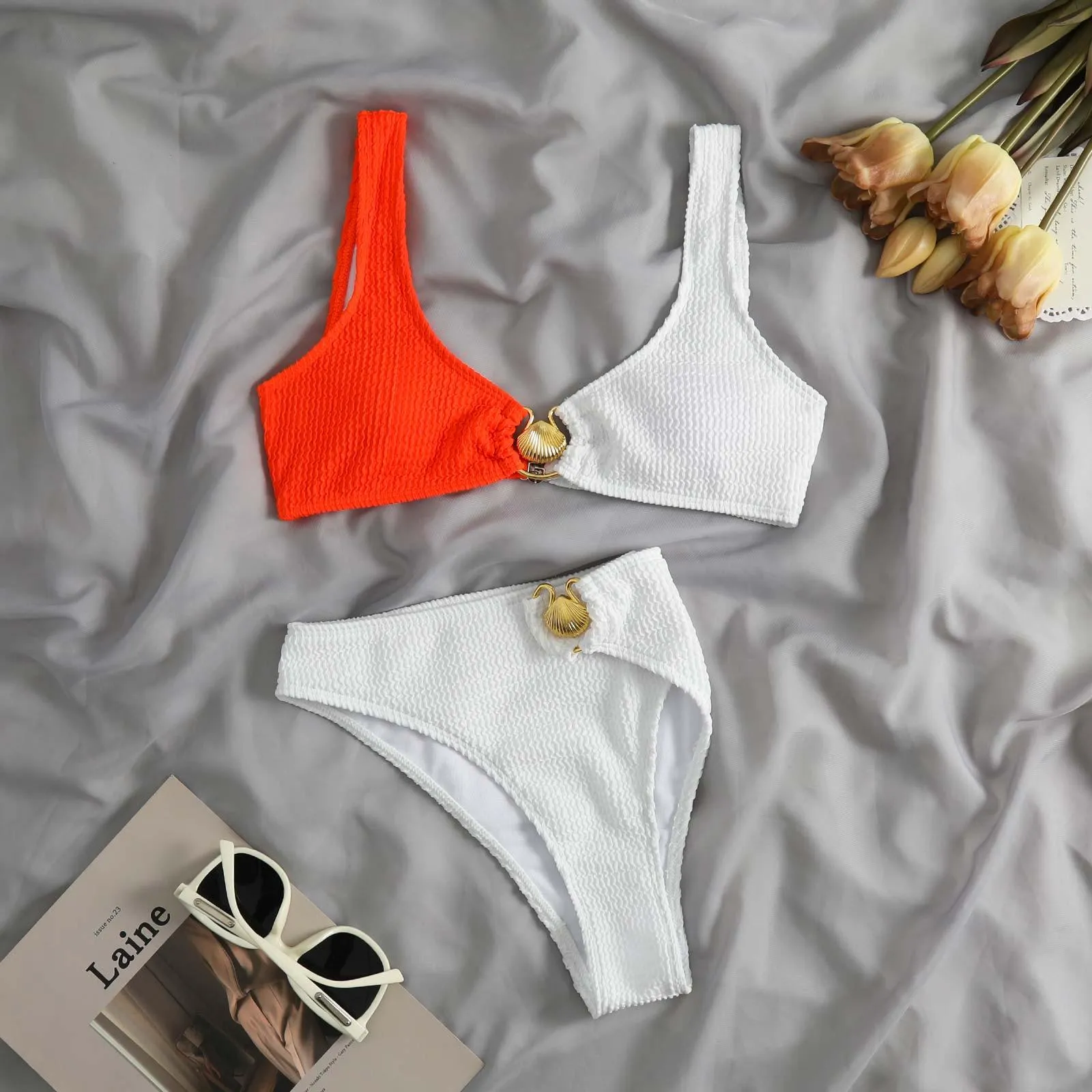 Shell Decoration Shoulder Bikini Sets