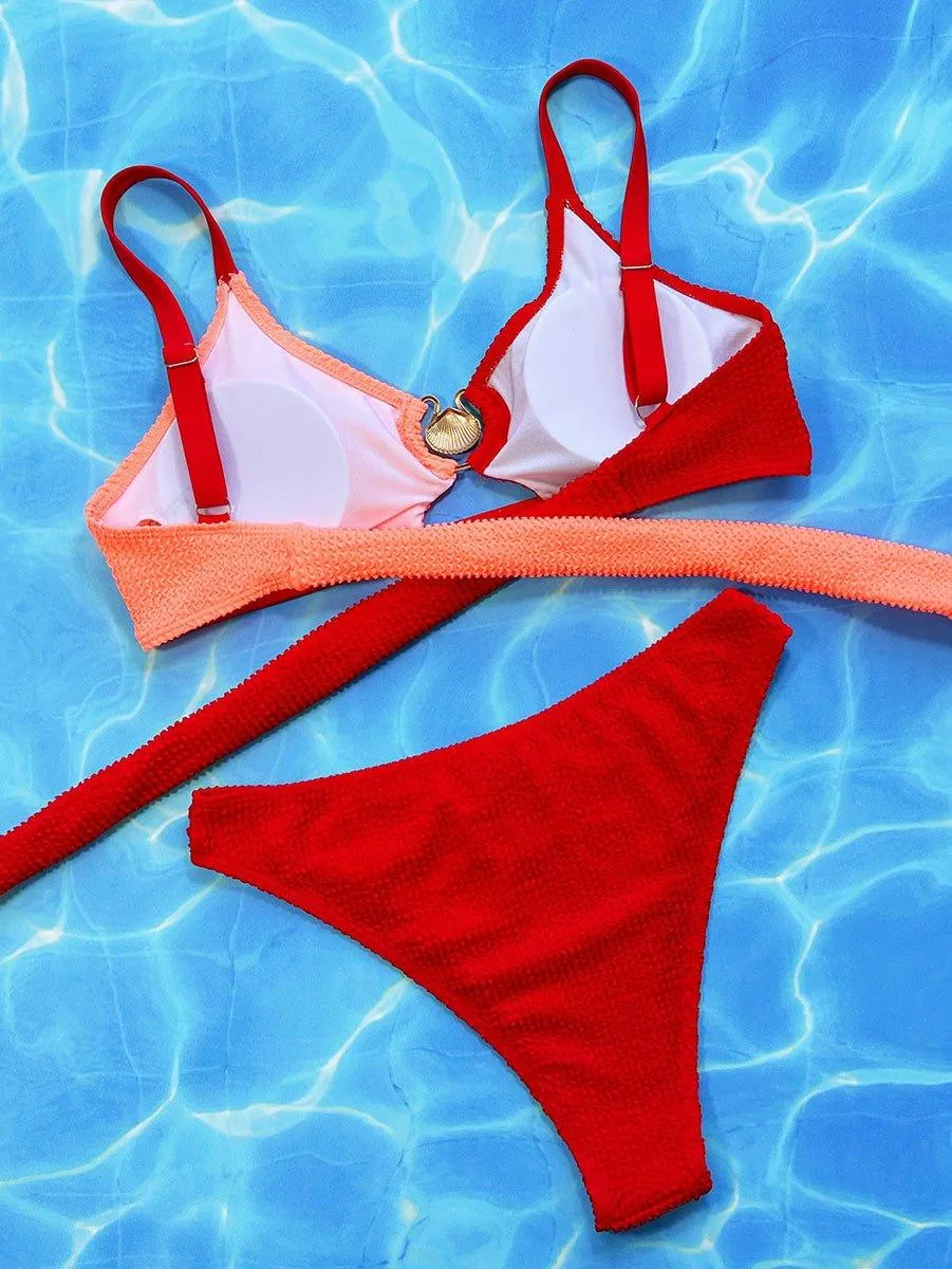 Shell Decoration Shoulder Bikini Sets