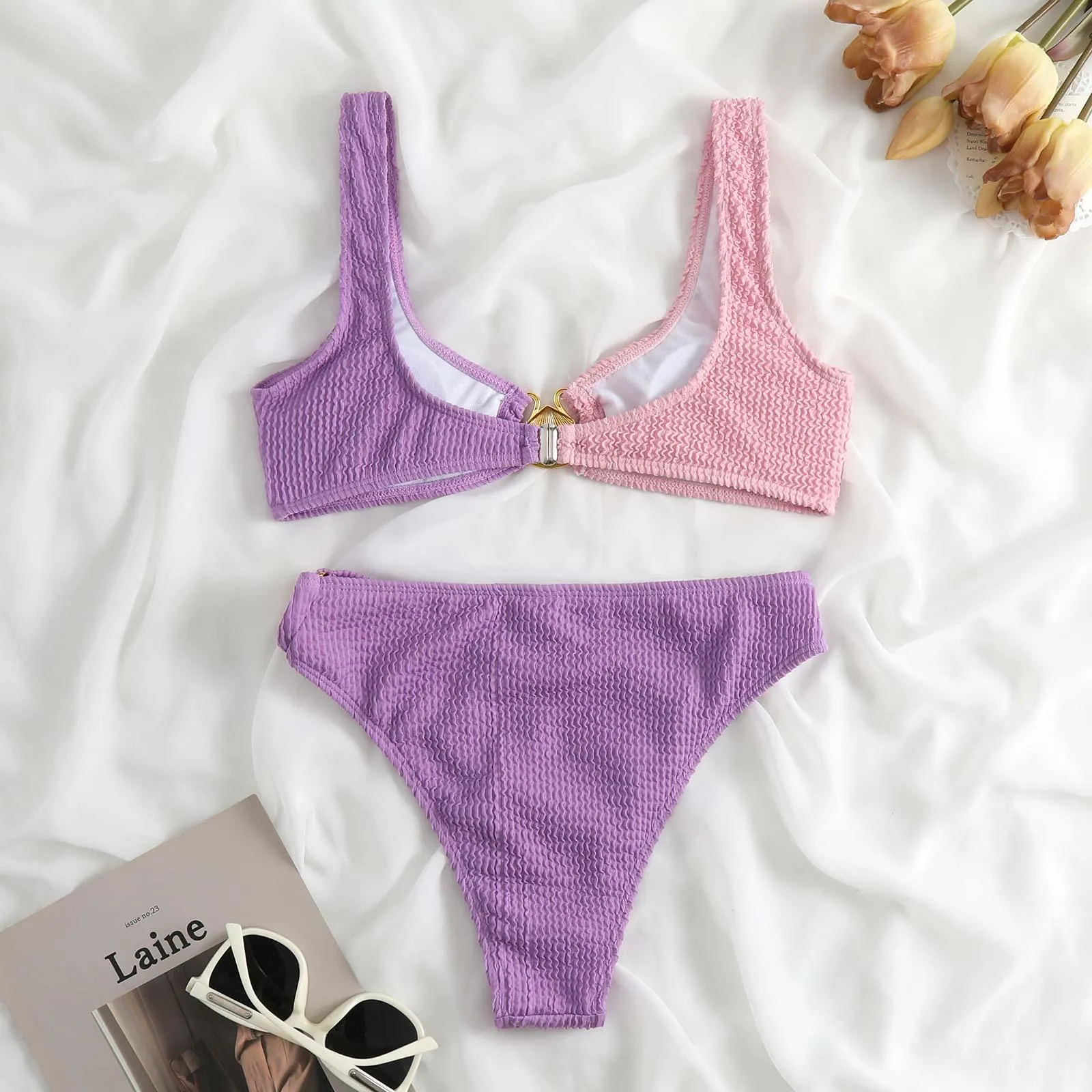 Shell Decoration Shoulder Bikini Sets