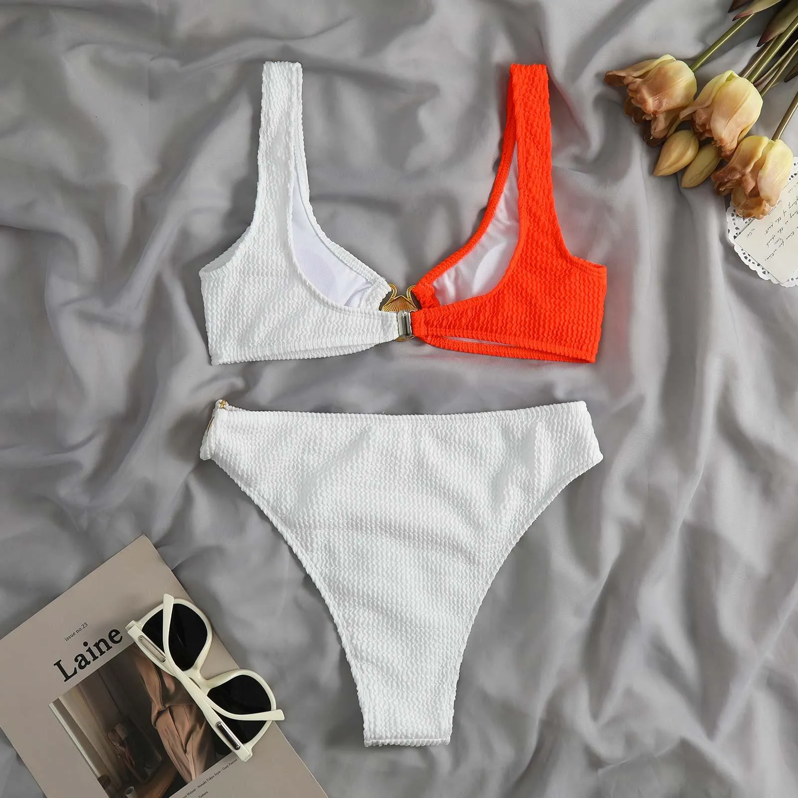 Shell Decoration Shoulder Bikini Sets